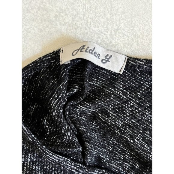 Aiden Y Dress Sz L 3/4 Sleeve Knit Skater Open Keyhole Open Cut Back Black - Picture 7 of 8